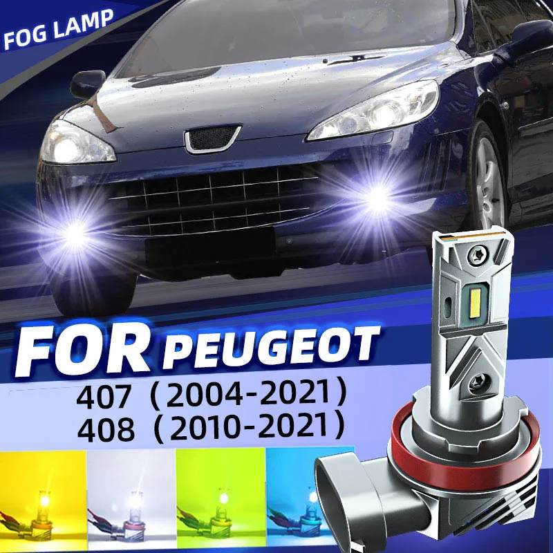 2 × predné hmlové žiarovky LED hmlové žiarovky s dvoma automobilmi Duálna farebná prepínač Žiadna chybová lampa pre Peugeot 407 SW Coupe 6d 6C 6E 2004-2021 408 SW 2010-2021