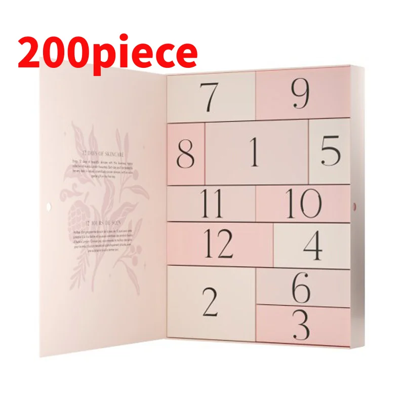 20 0Piece.Custom.china Custom Empty 12 Days Pink Advent Calendar Box Beauty Cosmetic