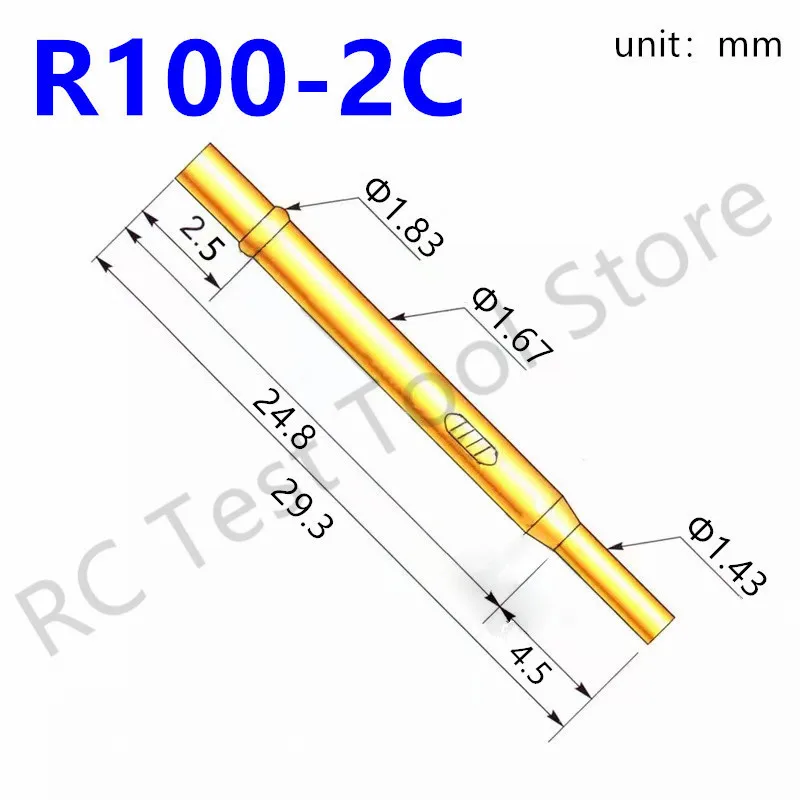 20/100ks R100-2C Testovaný kolík P100-B Pery Mosadzová trubica na ruku na ruku na ruku na šaty SEAL SEAL CLImp Connect SUMVE Rale 29,3 mm vonkajšia Dia 1,67 mm