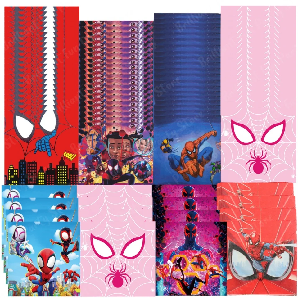 20/100ks Spiderman Strup na papier na jedno použitie Spider Pavúk potlačené obrúsky pre bábätko pre bábätko Detské narodeninové oslavy Dodávky Dekorácie