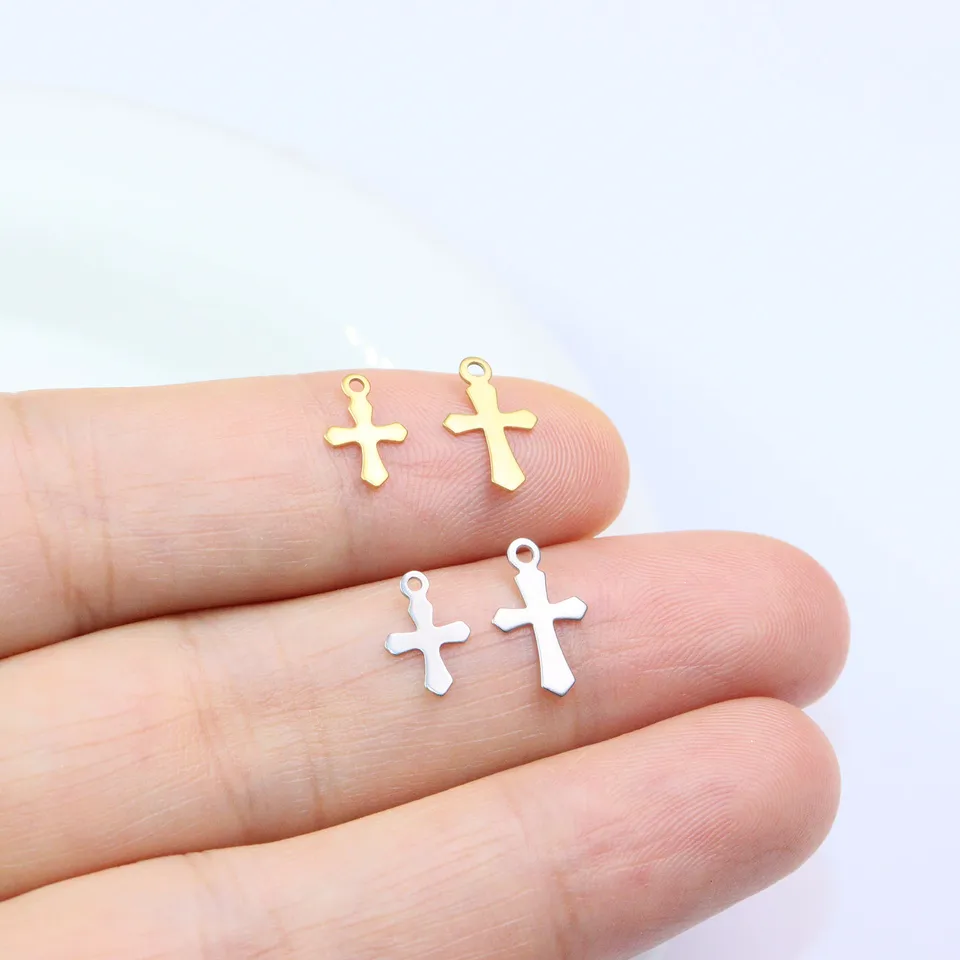 20/100ks Veľkoobchod z nehrdzavejúceho mini kríž visiace visiace nádeje DIY ZÁKLADY Náramky Náramky