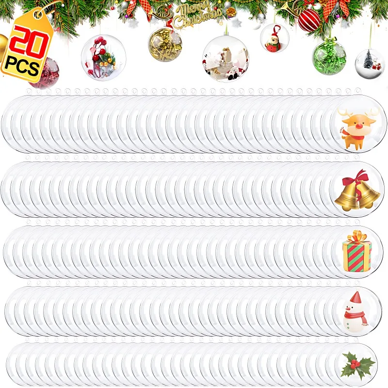 20/11ks duté gule DIY plastové priehľadné plniaca plniaca vianočný stromček Závesné ozdoby Domáci Darčekové darčeky Dary Dekorácie