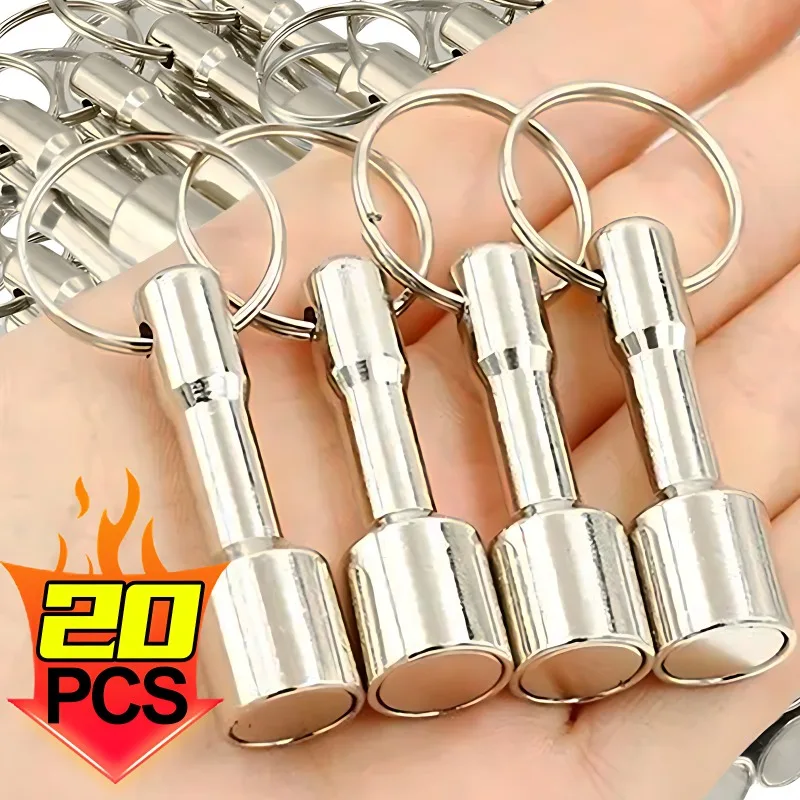 20/11ks neodymium magnetu Keychain Prívesok Silné magnetické sponky s nerezovými kruhovými kľúcmi keychainovými náhrdelníkmi Storage