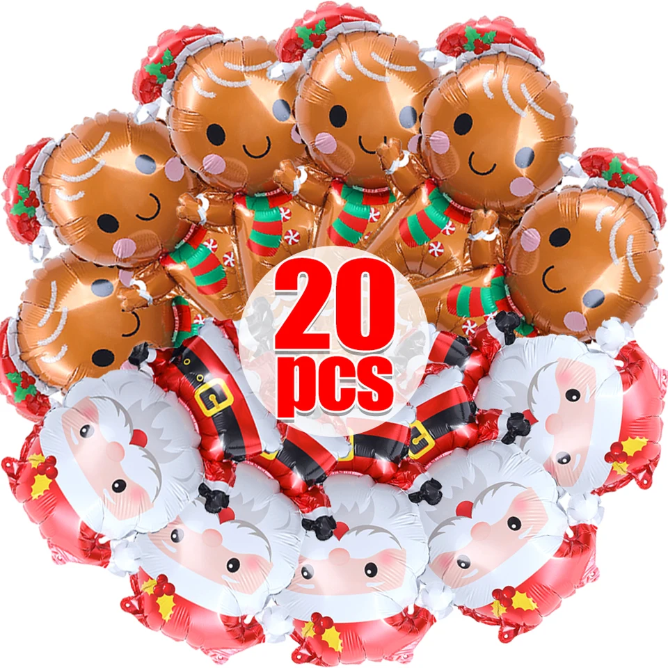 20-1pcs vianočné balóniky Stick Cake Man Gingerbread vianočný stromček Santa Claus Tvar domácej párty dekorácie balónové potreby