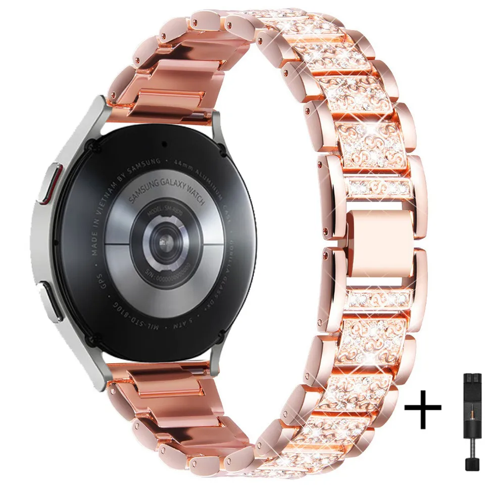 20/22 mm diamantový pás pre Samsung Galaxy Watch 4 6 Classic/5/Pro/46 mm/42 mm/Active 2/S3 Kovový náramok Huawei GT/2/GT2/3 Pro Strap