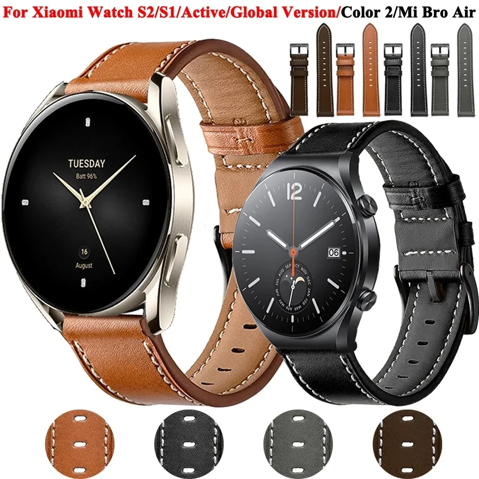 20 22 mm kožené hodinky pre Xiaomi Color 2 Mi Watch S1/Pro Active Wristband pre Mi S2 42 46 mm Smartwatch Watch Bracelet WatchBand