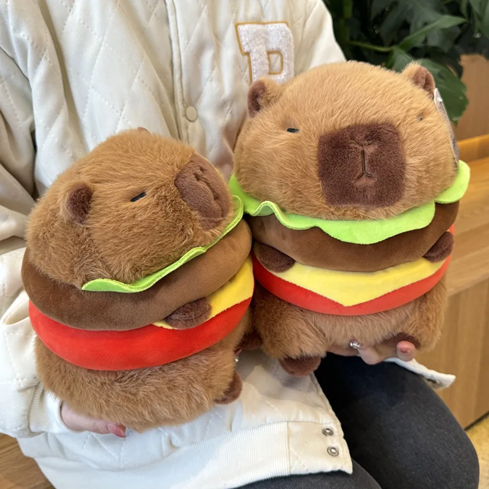 20/30/36 cm kawaii našuchorené hamburger Caphybara plyšová transformácia Kapibala Dolls Fľdate hračky karikatúry Dievčatá Darčeky Darček