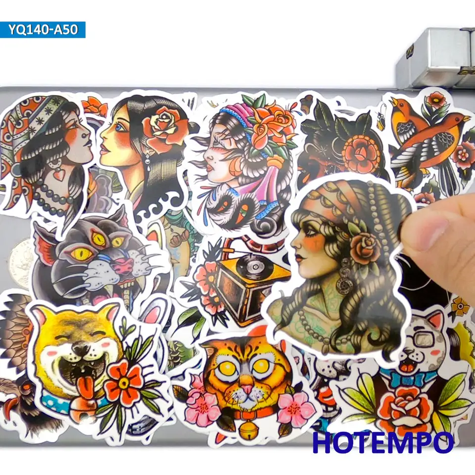 20/30/50ks Sailor Tattoo Stickers Old School Style Retro obtisky pre automobilový bicykel laptop laptop batožinová nálepka na skateboard
