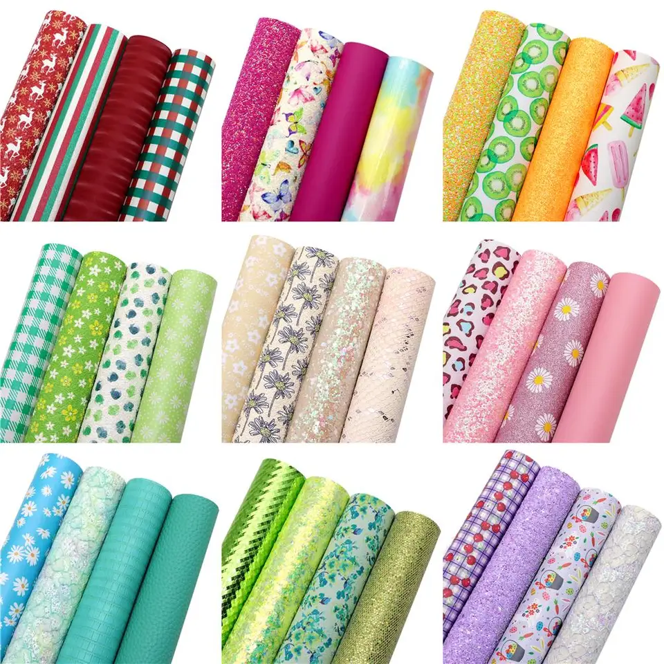 20*33 cm 4ks/šarža Flow Fruit Print Faux Kožené listy DIY náušnice