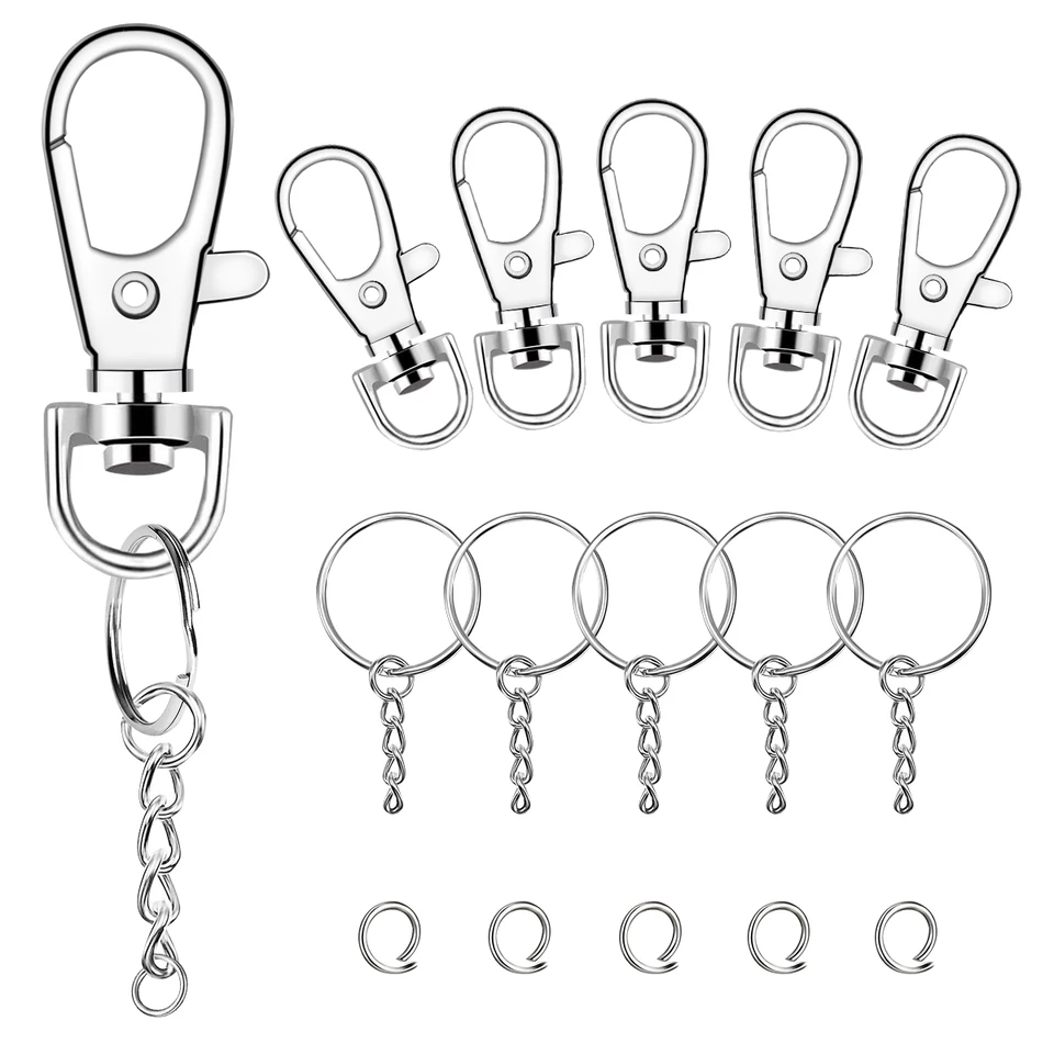 20/40/60/16 pcs Swivel Spring Hook s háčikom kľúča a reťazca kľúča s klipovou hák