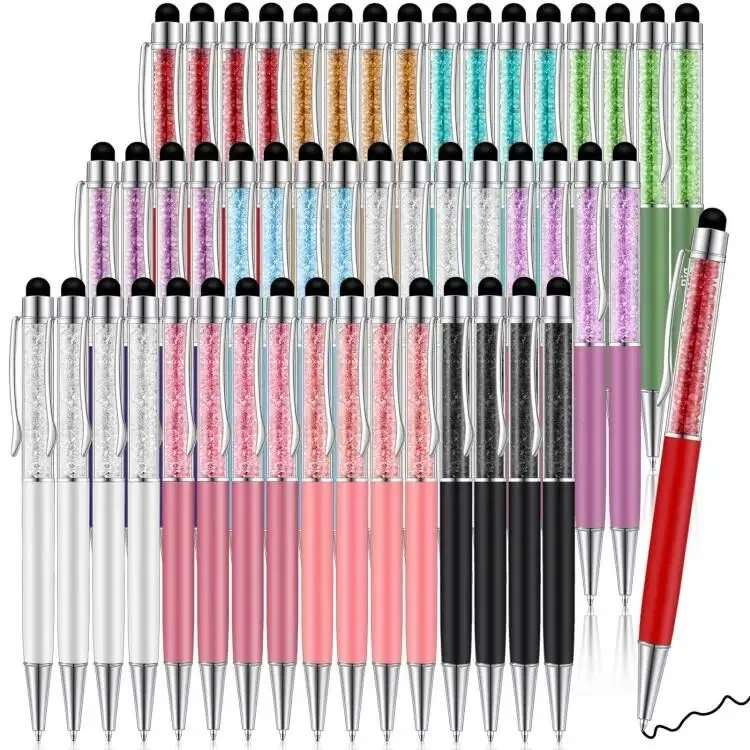 20/50/100 pcs Crystal Ballpoint Pen 2 v 1 tenký krištáľový diamant