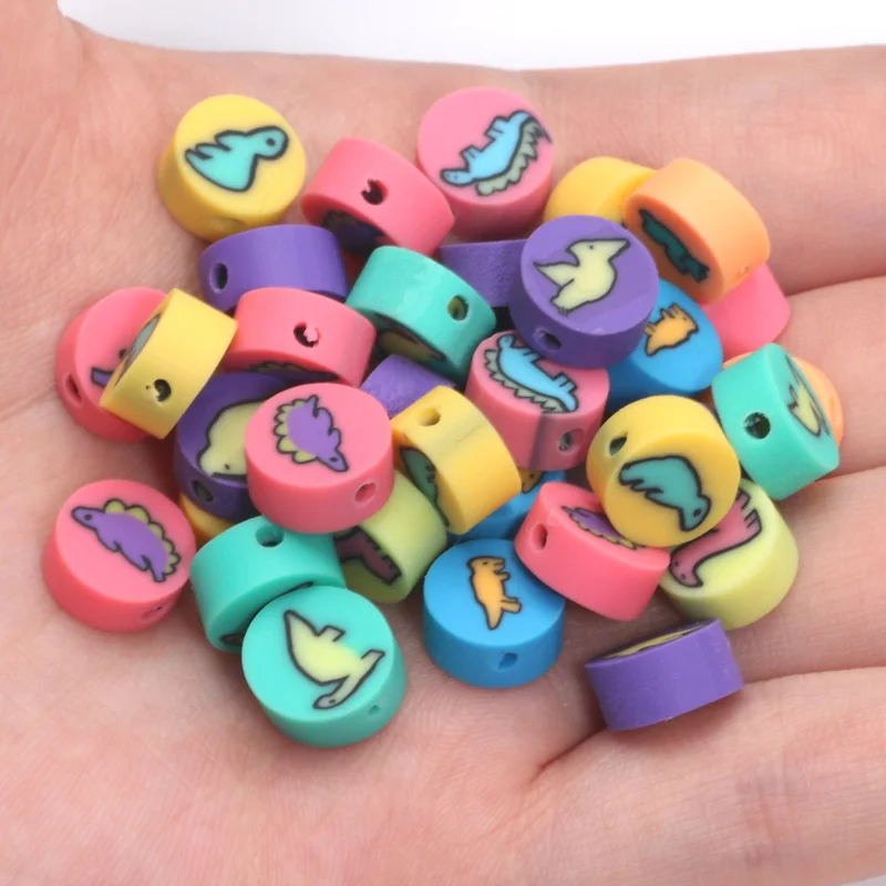 20/50/100ks 9 mm zmiešané dinosaurové hlinené korálky Polymér Clay Spacer Periečky pre náramky náhrdelníkov