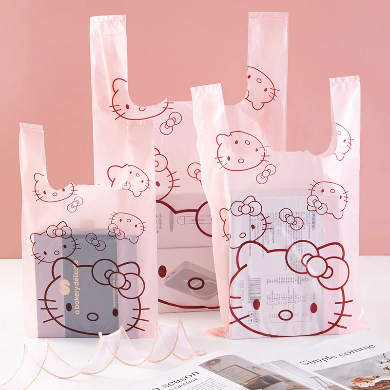 20/50 ks Sanrio Hello Kitty vrece na odpadky Kawaii Pochacco Nákupná taška Roztomilý karikatúra Plastové balenie tašky na šperky