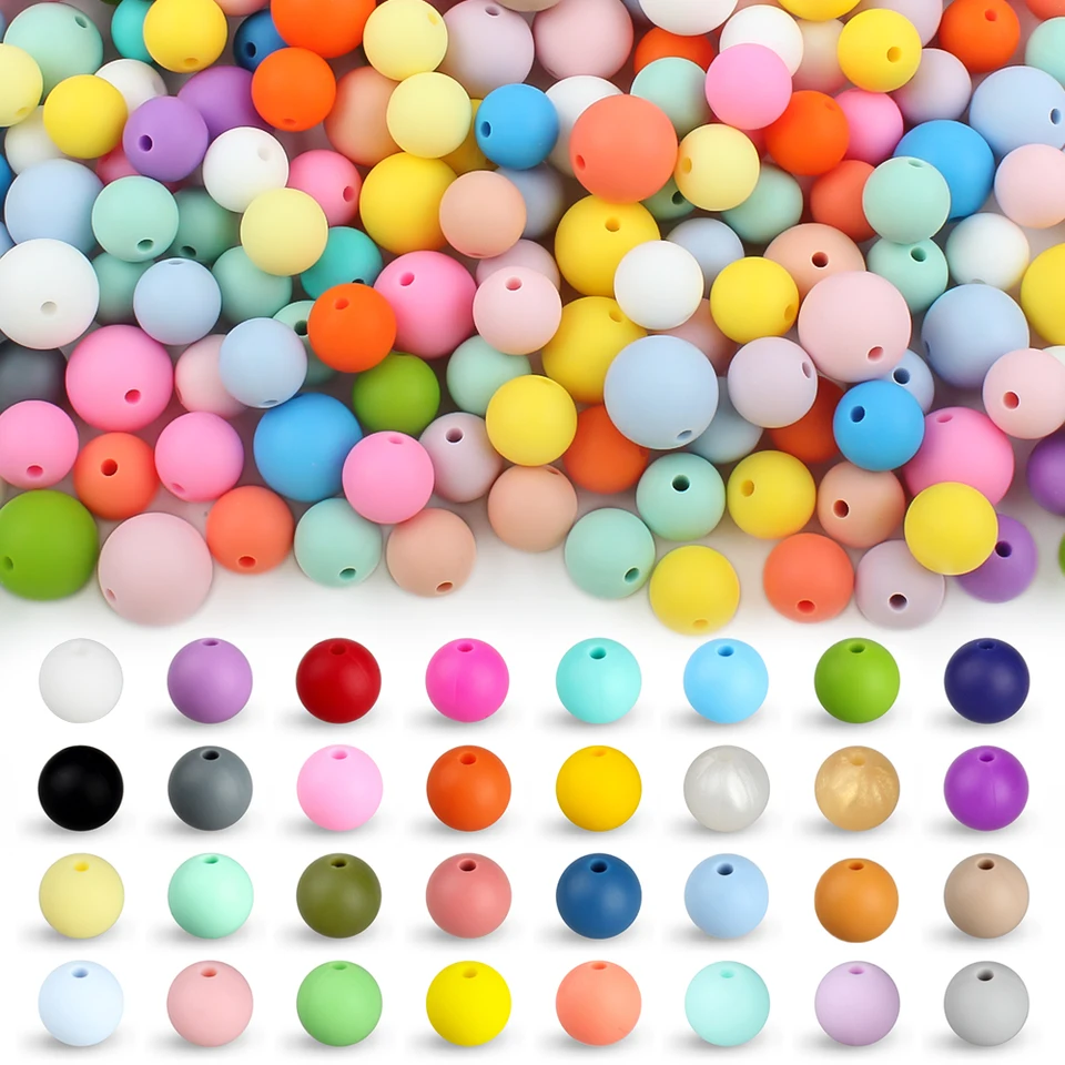 20/50ks 9 mm 12 mm 15 mm silikónové korálky Silikónové guľôčkové guľôčky pre šperky výroby DIY korálkové pero Klávesové doplnky Couloful
