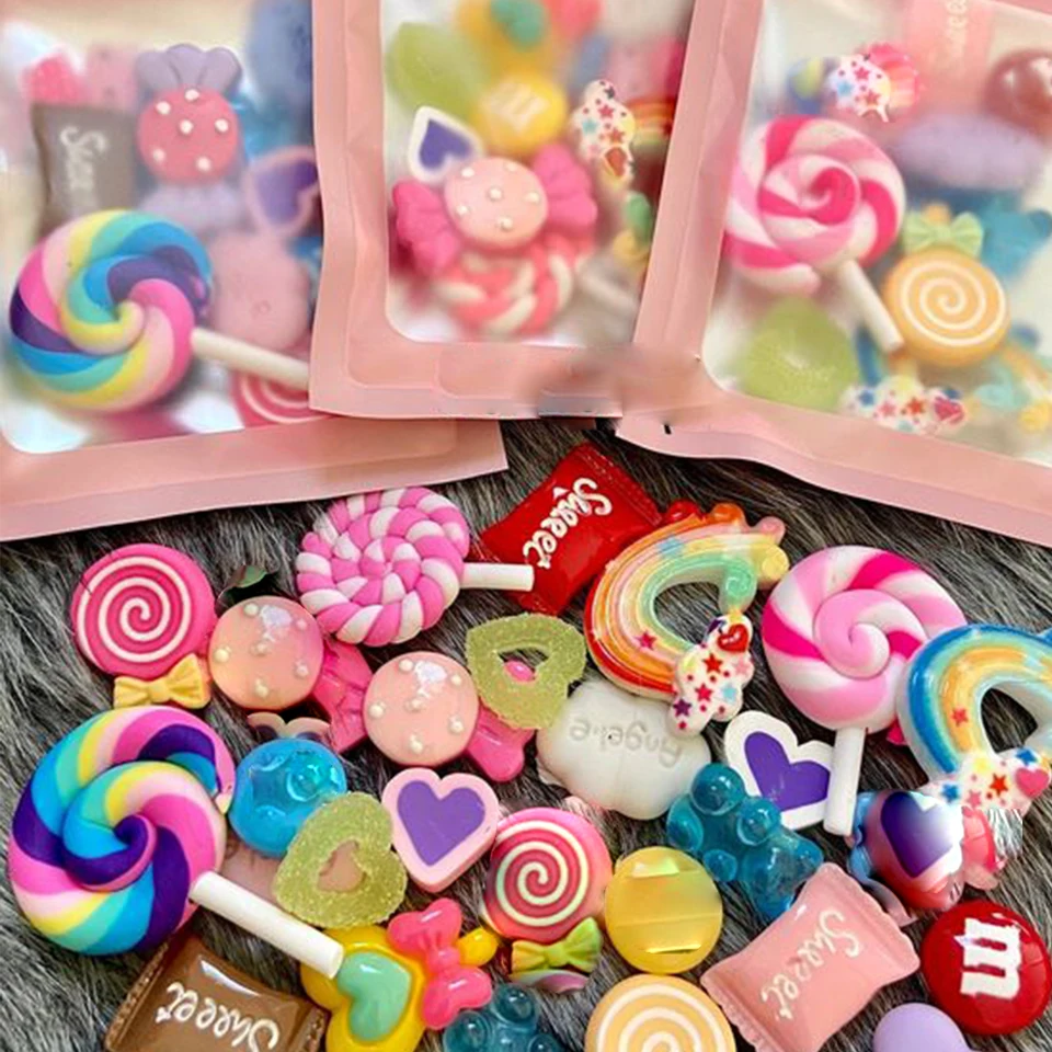 20/50ks Pink Kawaii Press-on Charms 3D Resin Decoration Bulk Cartoon šperky doplnky pre domácich majstrov letná manikúra y2k