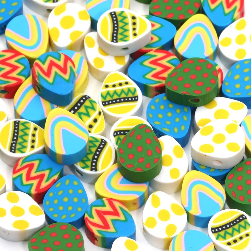 20/50ks zmiešané veľkonočné vaječné polyméry Clay Spacer Pirálky pre šperky výroby DIY náramok Keychain náhrdelník Ručné príslušenstvo