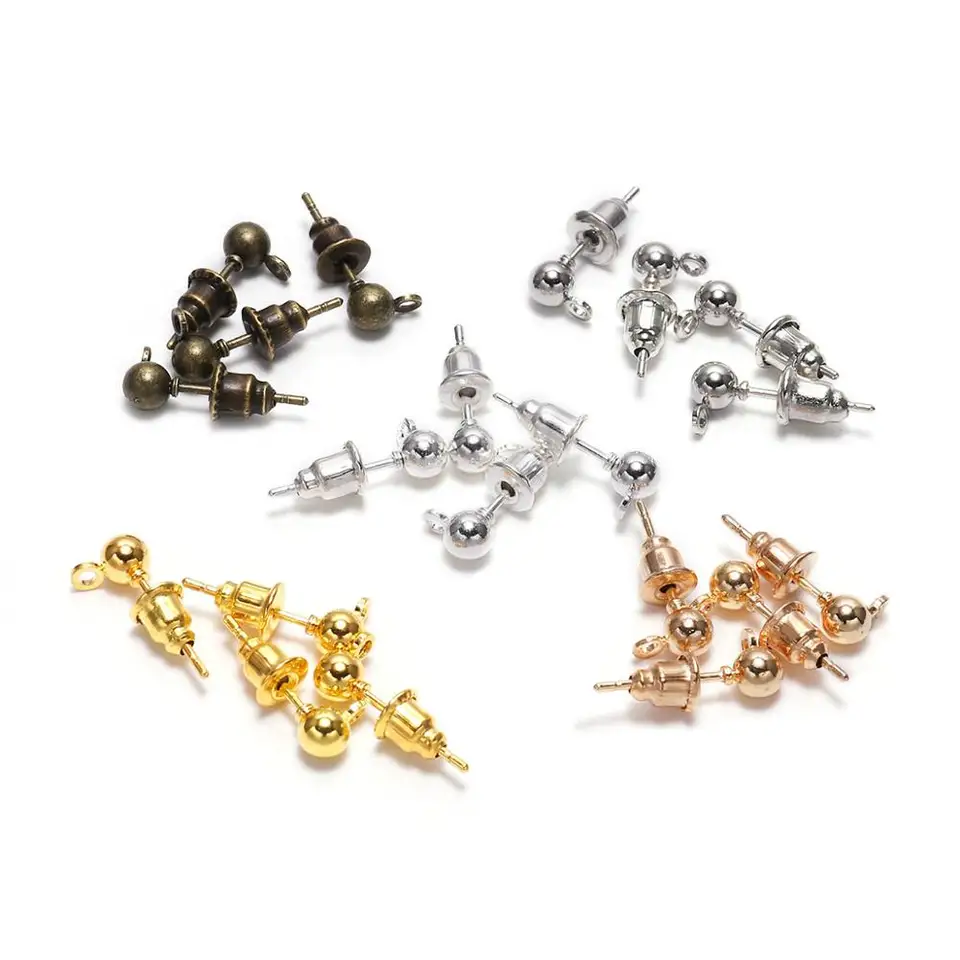 20-50ks/šarža 3/4/5/6 mm nálezy PIN Stud náušnice Základné kolíky Základné zátky konektor pre DIY šperky výroby doplnkov