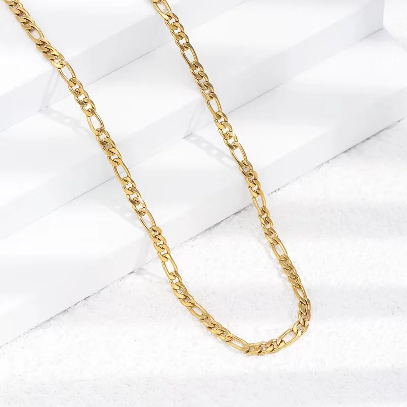 20-60 cm 18k Zlatená farba 4 mm náhrdelníky Sideways retiazky pre mužov Žena Boy Lady jemné šperky Svadobná večera