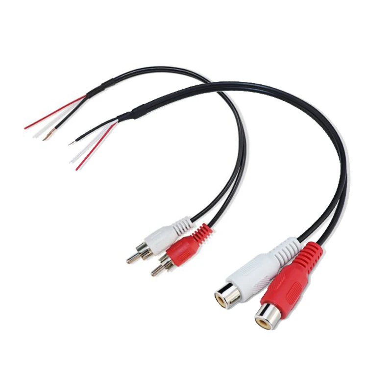 20 cm 2 Way Dual RCA samec samostatného konektora predlžovacieho kábla Kábel Kábel Audio Audio pre zadný pohľad na auto červený biely drôt Q1