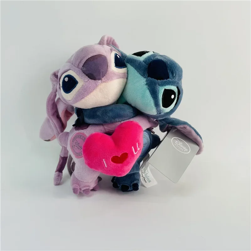 20 cm Disney Lilo a stehy plyšové hračky, ktoré drží Love Stitch Angel Eppld Soft Soft Doll Doll vankúš pre pár priateľiek Brithday Gifts