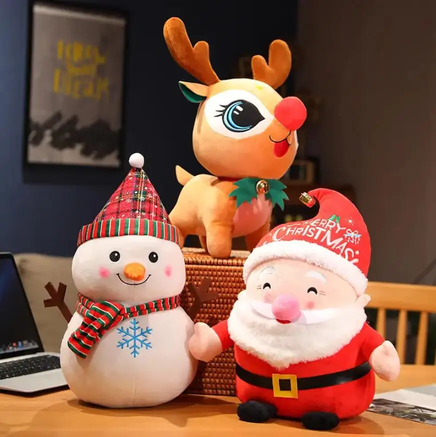 20 cm vianočné bábiky Nový rok Ornament Reindeer Snowman Santa Claus stály