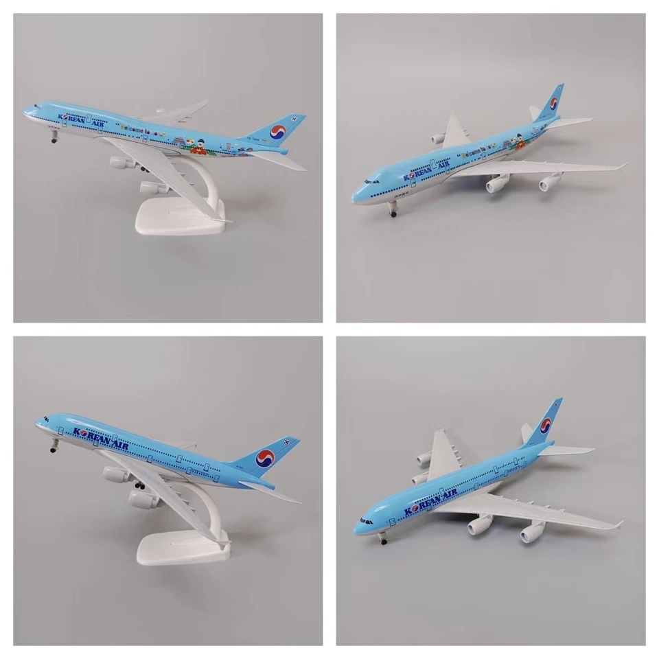 20 cm zliatiny Kov Kórejský Air Boeing 747 B747 Airlines Vitajte v modeli lietadla v Kórei Airbus A380 Model lietadlových lietadiel W Wheels
