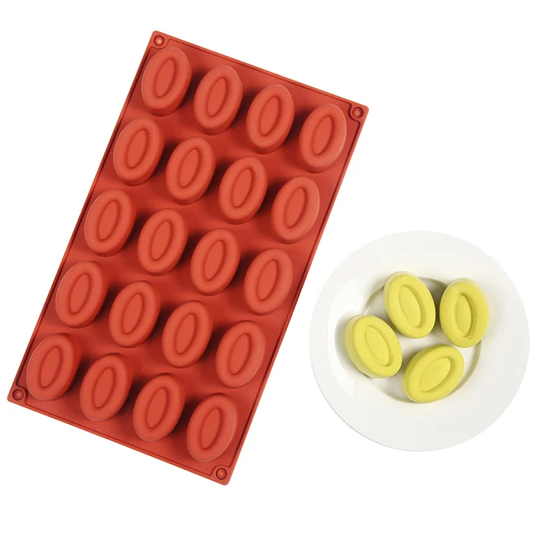 20 dutiny oválne savarínové pleseň Muffcake Muffcake Panva Silikónová želé polymér Clay Craft Art DIY form