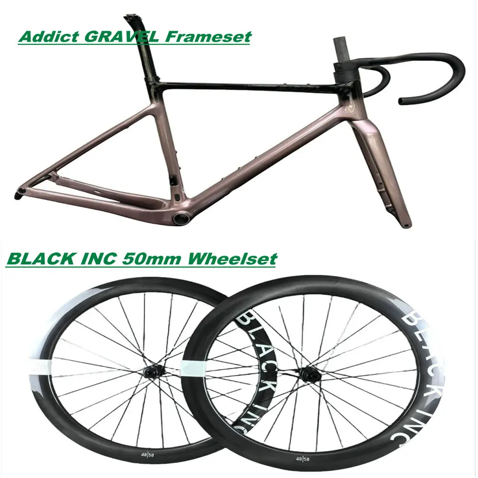20 farieb závislý na štrkovom uhlíkovom rámci Rám na bicykli Grevil a riadidlá, Black Inc 50 mm uhlíkové kolesá