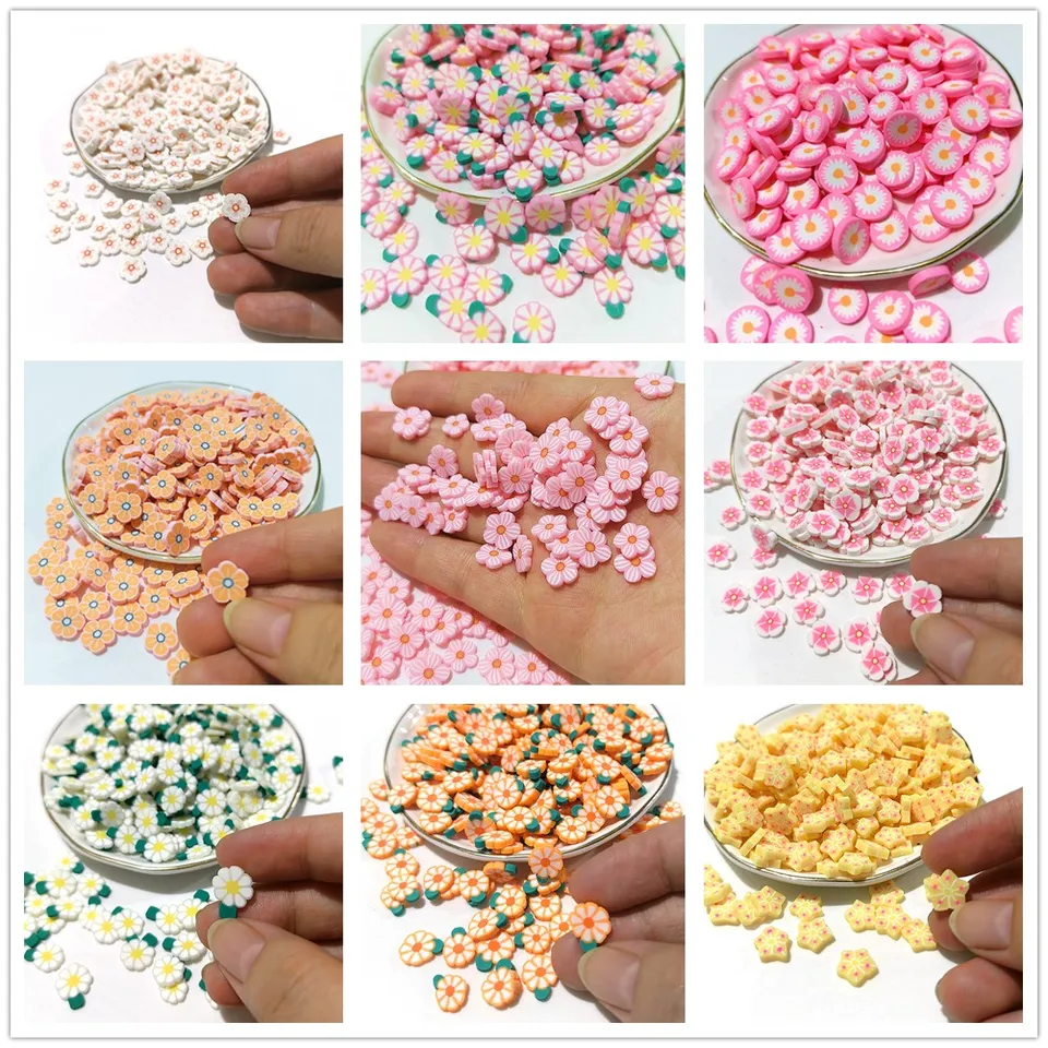 20 g 10 mm mix farebná kvetina úsmev tvár ovocie Tvar polyméru Clay Spacer Loose Poly Clay Sprinkl
