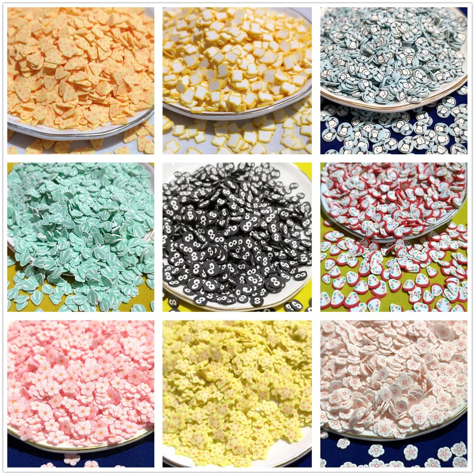 20 g 10 mm zmiešané hlinené plátky Polym Clay Sprinkl pre remeslá pre domácich majstrov pre nechty