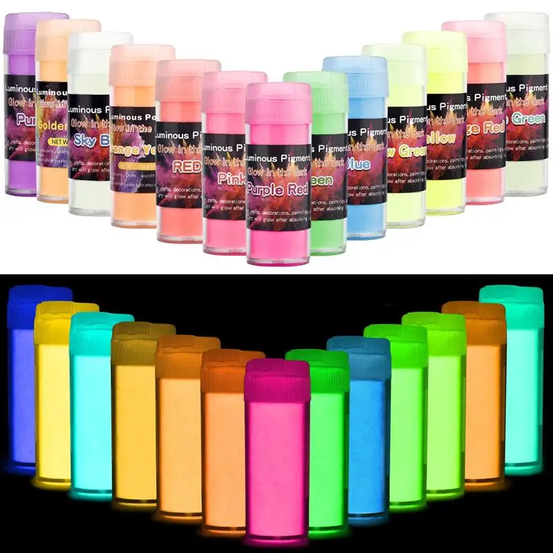 20 g/fľaša žiarivého práškového farby epoxidová živica pigment žiara v tma
