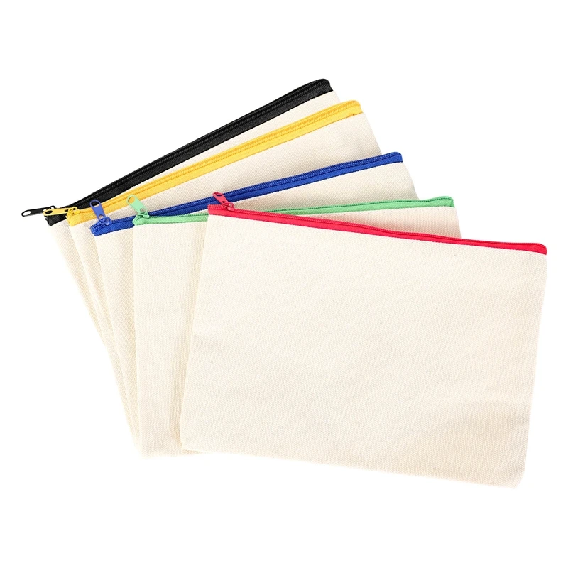 20 ks Canvas Kozmetická taška Multifunkčná kozmetická taška Cestovná kozmetická taška na perá s vreckom na blesk DIY Bag