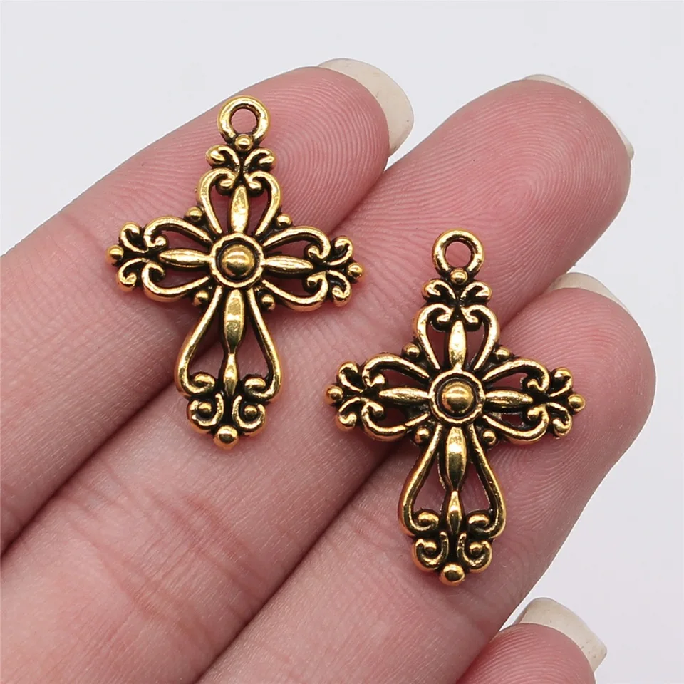20 ks Cross Pendant Fit Charm Módny náramok náhrdelník DIY Šperky Doplnky 28*20 mm