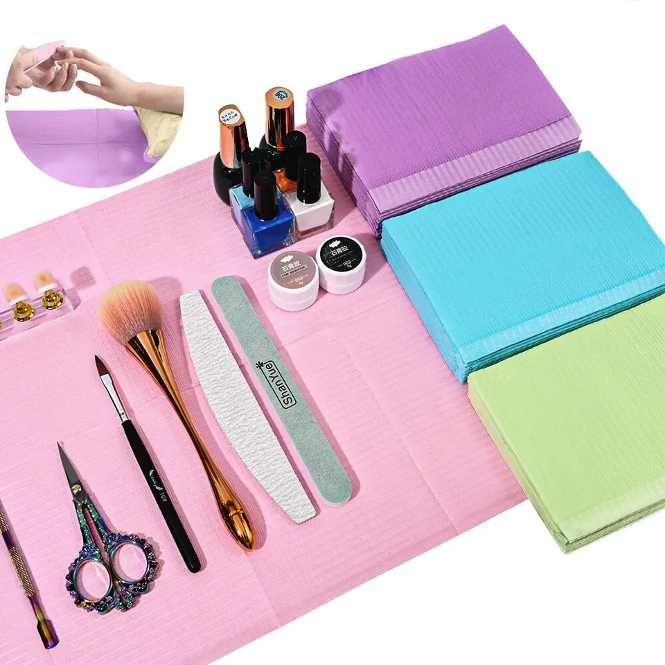 20 ks jednorazové uteráky na nechty Mat Purple Dental Bibs 3-Ply zubné podbradníky 13 