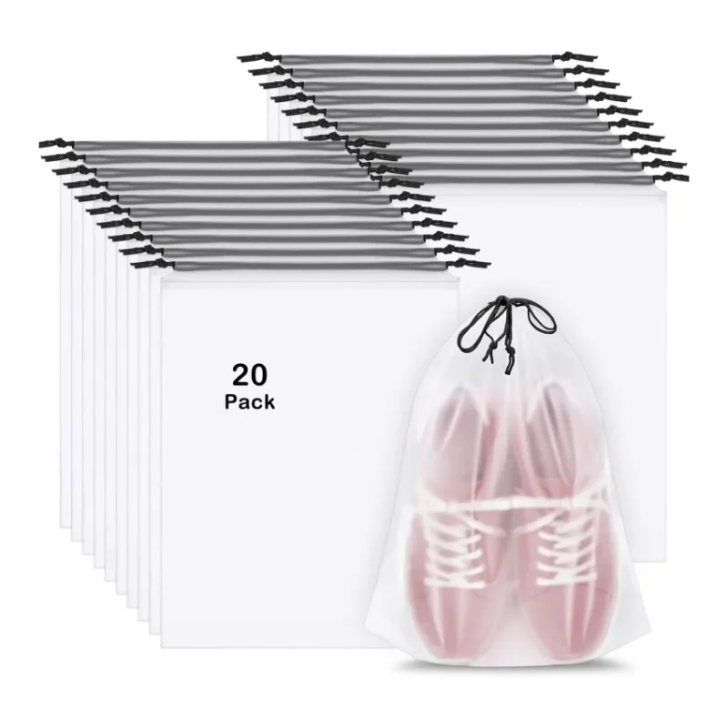 20 kusov prenosné skladovanie topánok Skladovanie Eco Storage Bag pre sály cestovné make -up vrecko Vodotesný priehľadný skladovací vrecko