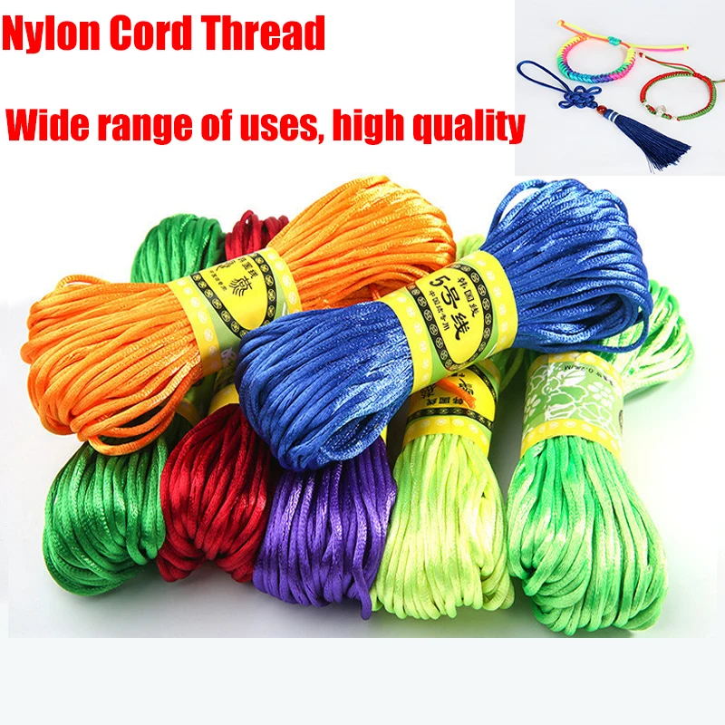 20 m 2 mm saténové nylonové vlákno Soft satén Čínsky uzol Macrame Cord náramok pletená šnúrka DIY