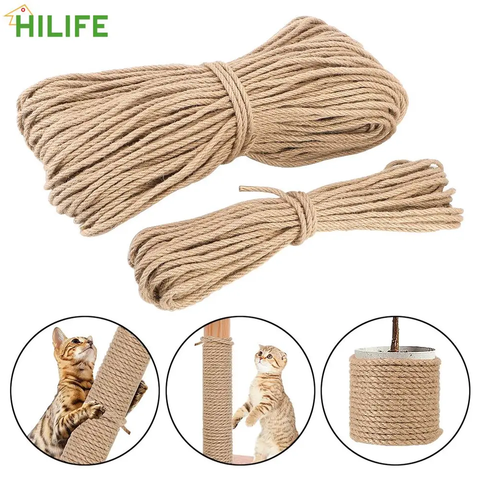 20 m/50 m/100 m prírodné lano sisal pre mačku Tree DIY Scratching Post hračkárske stoly nohy viazanie lana Cat Cating Rám