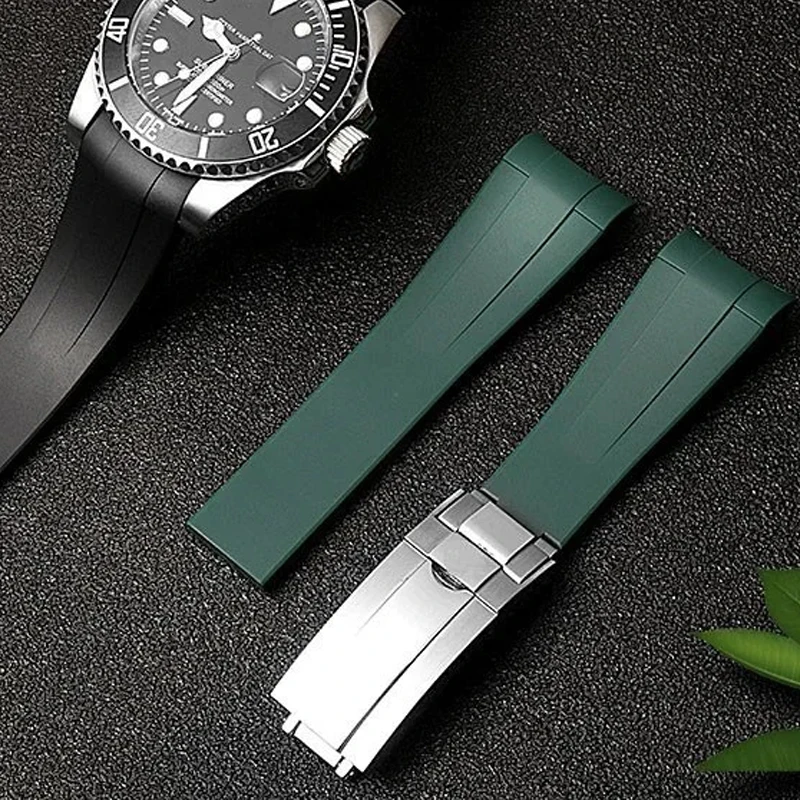 20 mm 21 mm gumové hodinky pre Rolex Submariner Daytona GMT Yacht-Master Silikone Strap Black Watch Band náramok