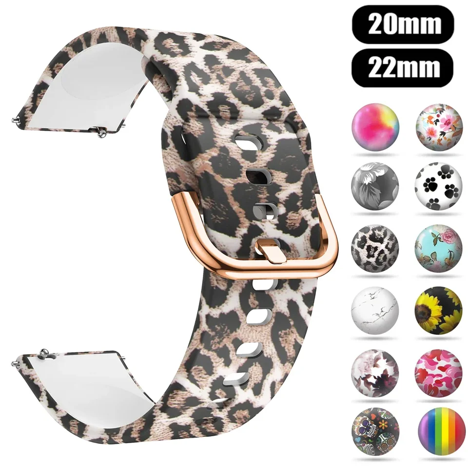 20 mm 22 mm popruhy pre Samsung Galaxy Watch 6-5-Pro-4 Klasický tlačený silikónový náramok pre AmazFit GTS/GTR/4/3/2E Mini Sport Band