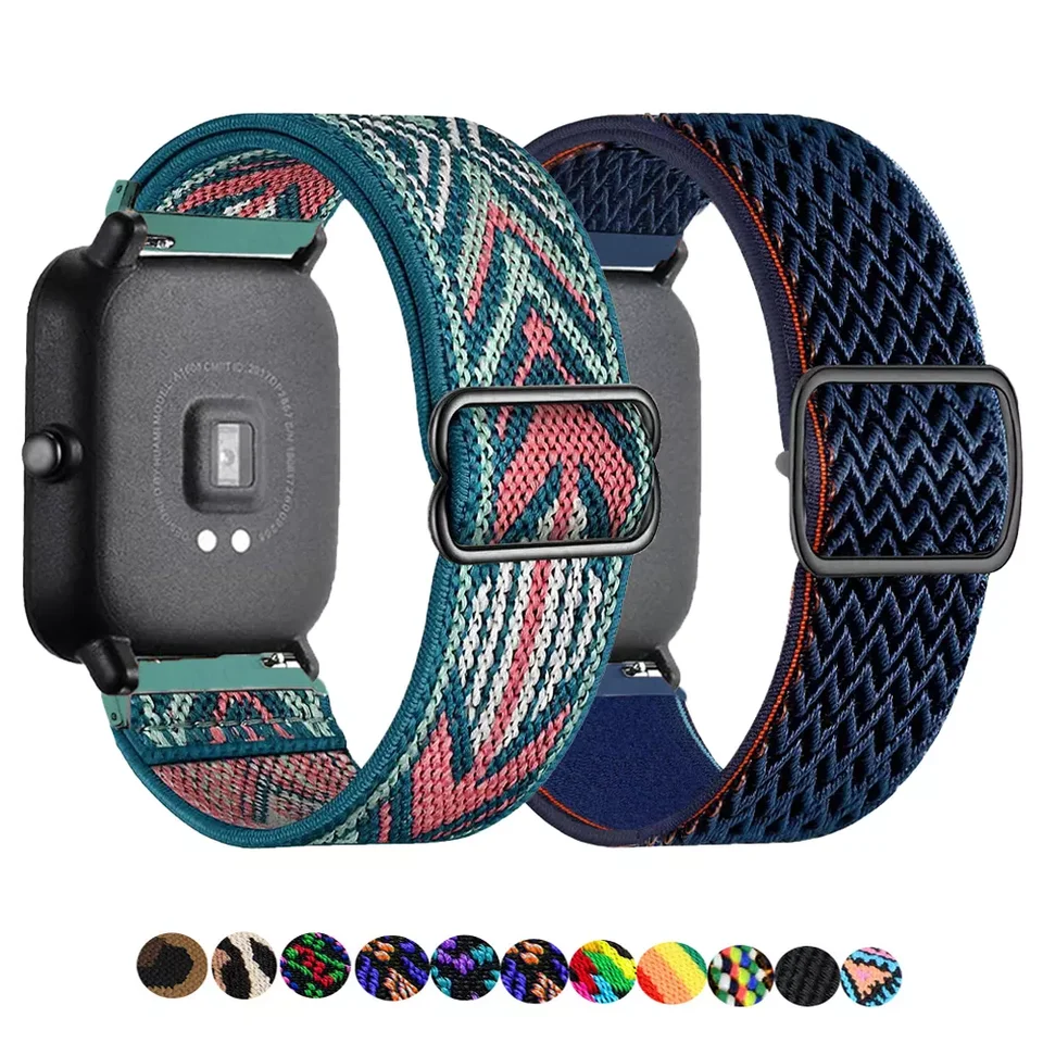 20 mm/22 mm pásmo pre AmazFit GTS 4/2/2E/3/GTS 2 MINI/GTR 4/3/Pro/GTR2/47 mm/Stratos nylon nylon elastické hodinky Amazfit BIP remienok