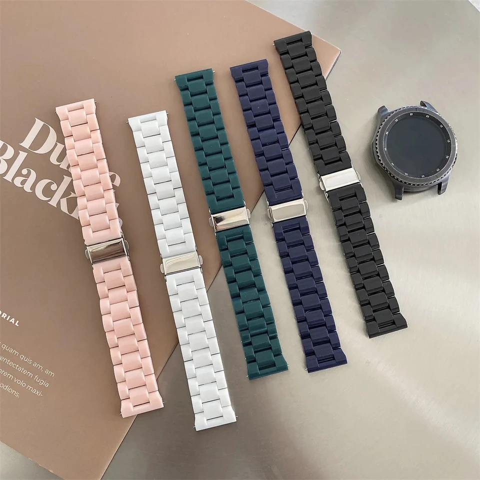 20 mm/22 mm remienok na živicu pre Samsung Galaxy Watch 6 7 5 Pro/4-6 Classic 46/42 mm/Active 2 40/44 mm korektný prevod S3 S3 Smartwatch Náramok