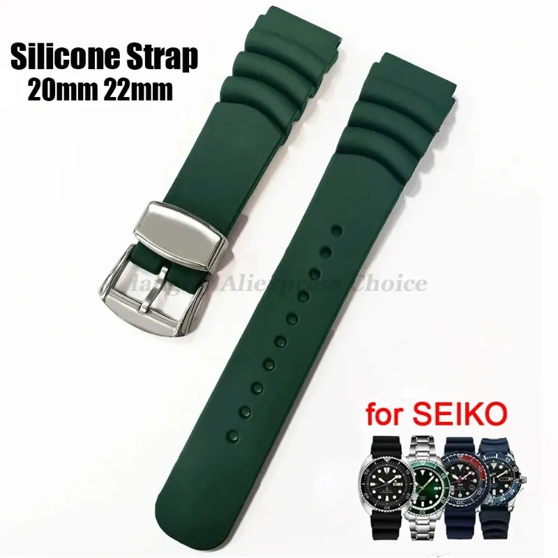 20 mm 22 mm Silikónová hodinová skupina pre Seiko potápanie 007 009 Vodný duch Abalone konzervované živice s popruhom sponky sponky sponky Buck