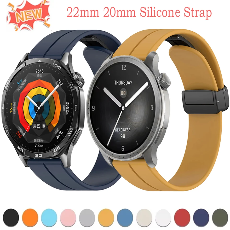 20 mm 22 mm silikónový remienok pre AmazFit Balance/Gtr Huawei Watch 4/GT5/4 Pro 46 mm magnetický priedušný pás pre Redmi Watch 5 Active