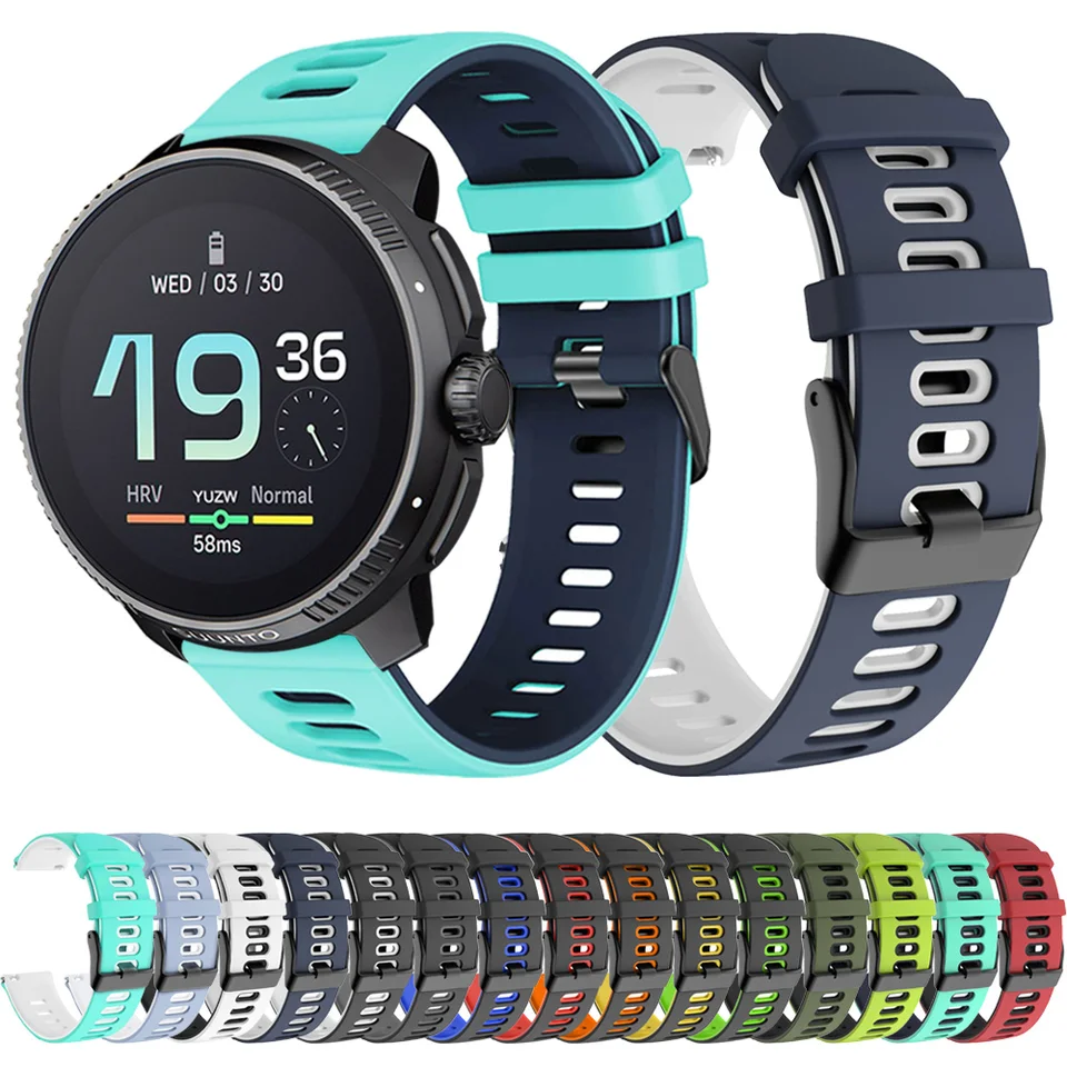 20 mm 22 mm Silikónový športový remienok pre Suunto Vertical Watch Band Suunto 9 5 Peak Pro 3 Fitness Race DLC Soft Adsess