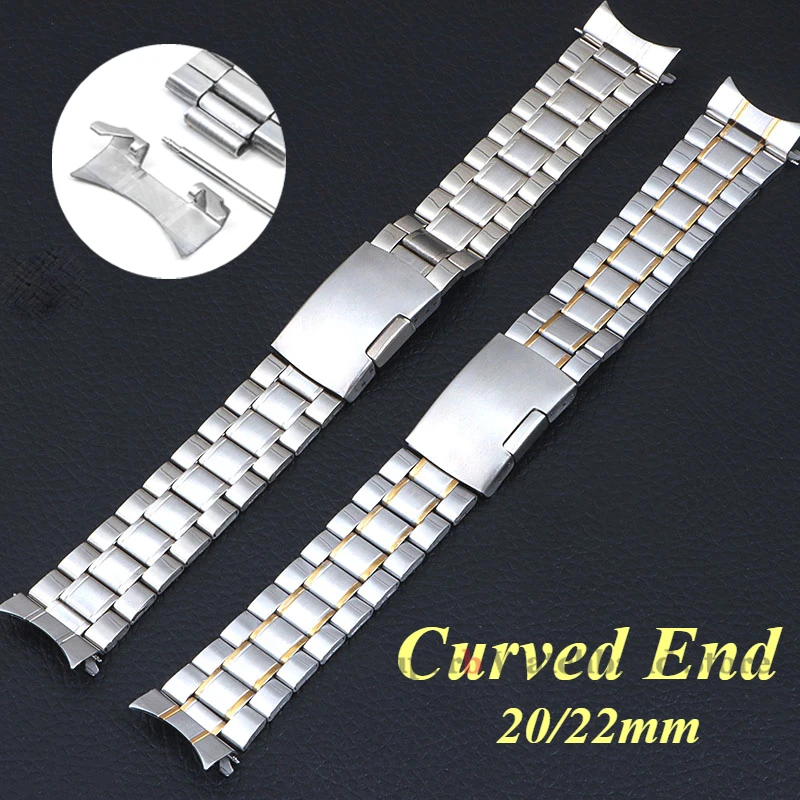 20 mm 22 mm z nehrdzavejúcej oceľovej pásy Univerzálny náhradný remienok pre náramok mužov Seiko Women Men s náramkom s zakriveným koncovým doplnkom