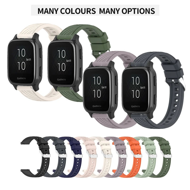 20 mm gravírované pruhy Silikónový remienok pre pásy Garmin Venu Sq 2 Plus / Forerunner 645 245 55 158 165