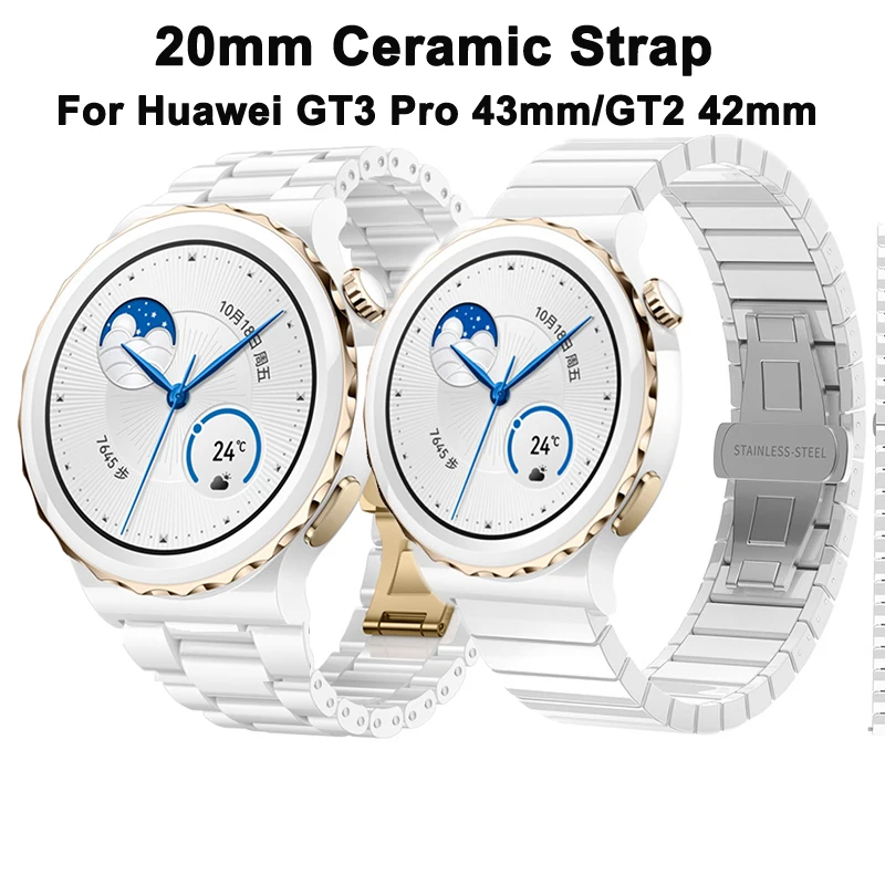 20 mm keramický remienok pre Huawei Watch GT 3 Pro 43 mm, Watch Band pre Huawei Watch GT3 42 mm GT2 42 mm náramok pre Huami Amazfit GTS 3