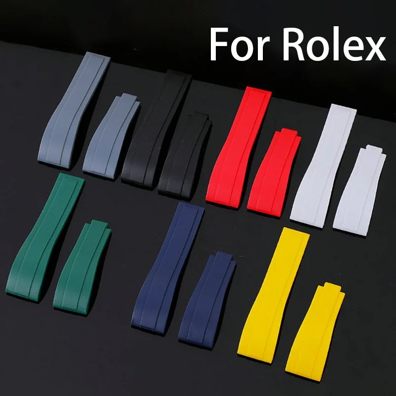 20 mm mäkký silikónový hodinkový remienok pre Rolex GMT Submariner Gum Watch Band pre vodotesný vodotesný náramok Čierny náramok