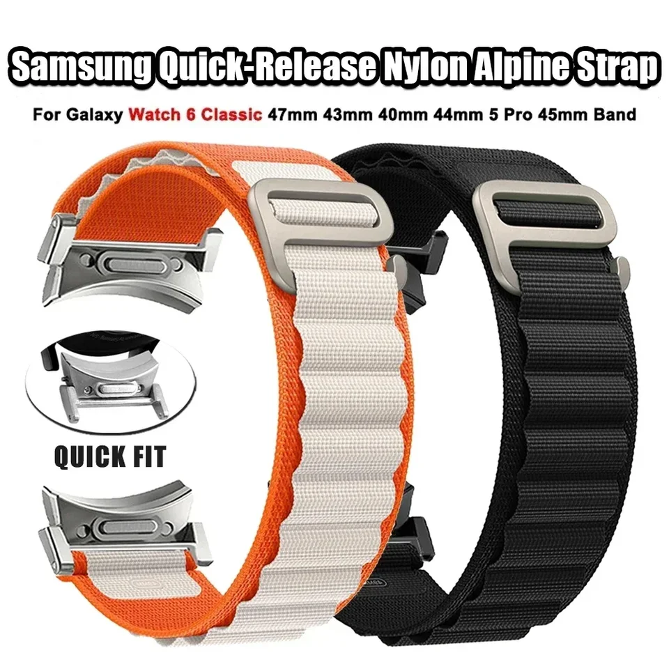 20 mm pásmo pre Samsung Galaxy Watch6/5/4/Classic/Pro 45 mm 44 mm 44 mm No Gaps Alpine Nylon Correa náramok Galaxy Watch7 6 Fe Strap