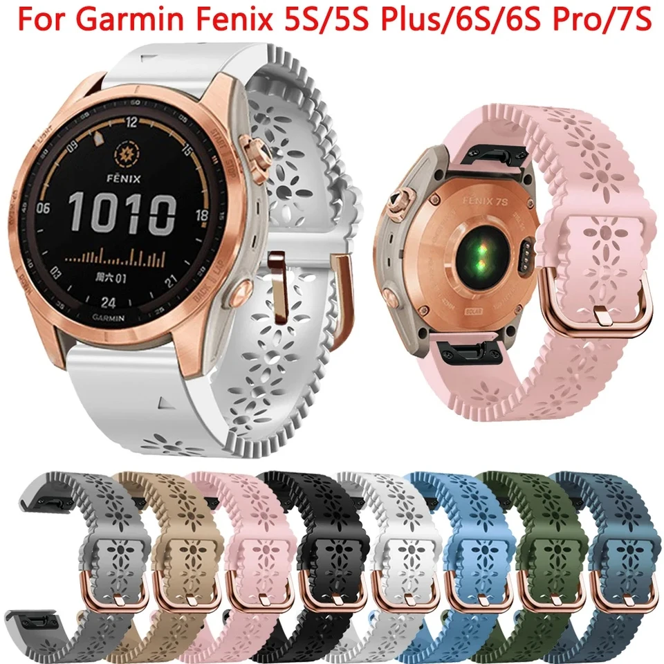 20 mm ružové zlaté sponky na hodinky pre garminový prístup S70 Epix Gen Pro 2 (42 mm) Fenix ​​7s 6s Quickfit Silikone náramok náramku s náramkom